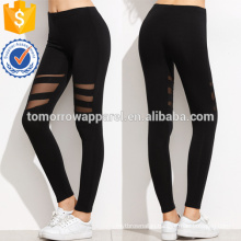 Black Mesh Insert Leggings OEM/ODM Manufacture Wholesale Fashion Women Apparel (TA7037L)